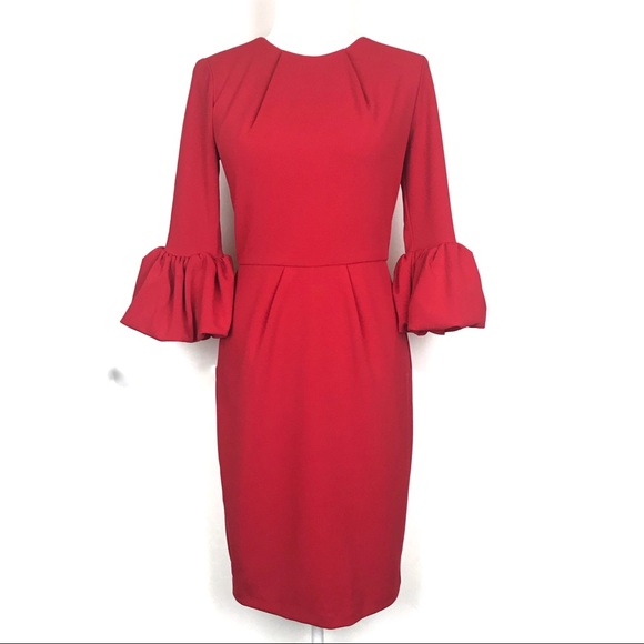 Betsy & Adam Dresses & Skirts - Betsy & Adam Red Bell Sleeve Sheath Dress 4